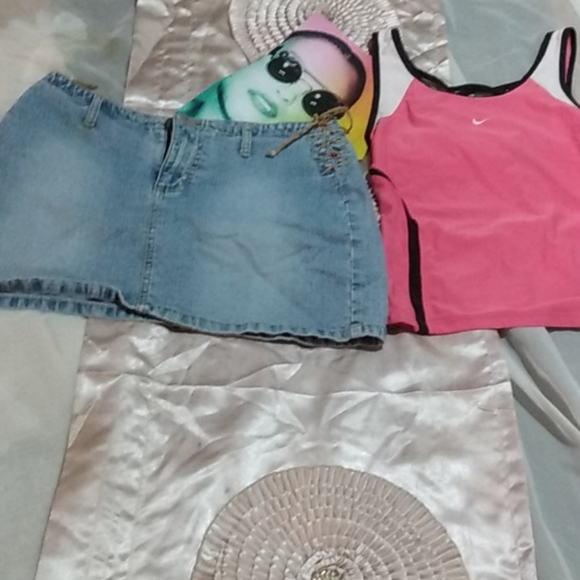 Mudd Dresses & Skirts - Mudd Jean mini skirt and Nike sports shirt